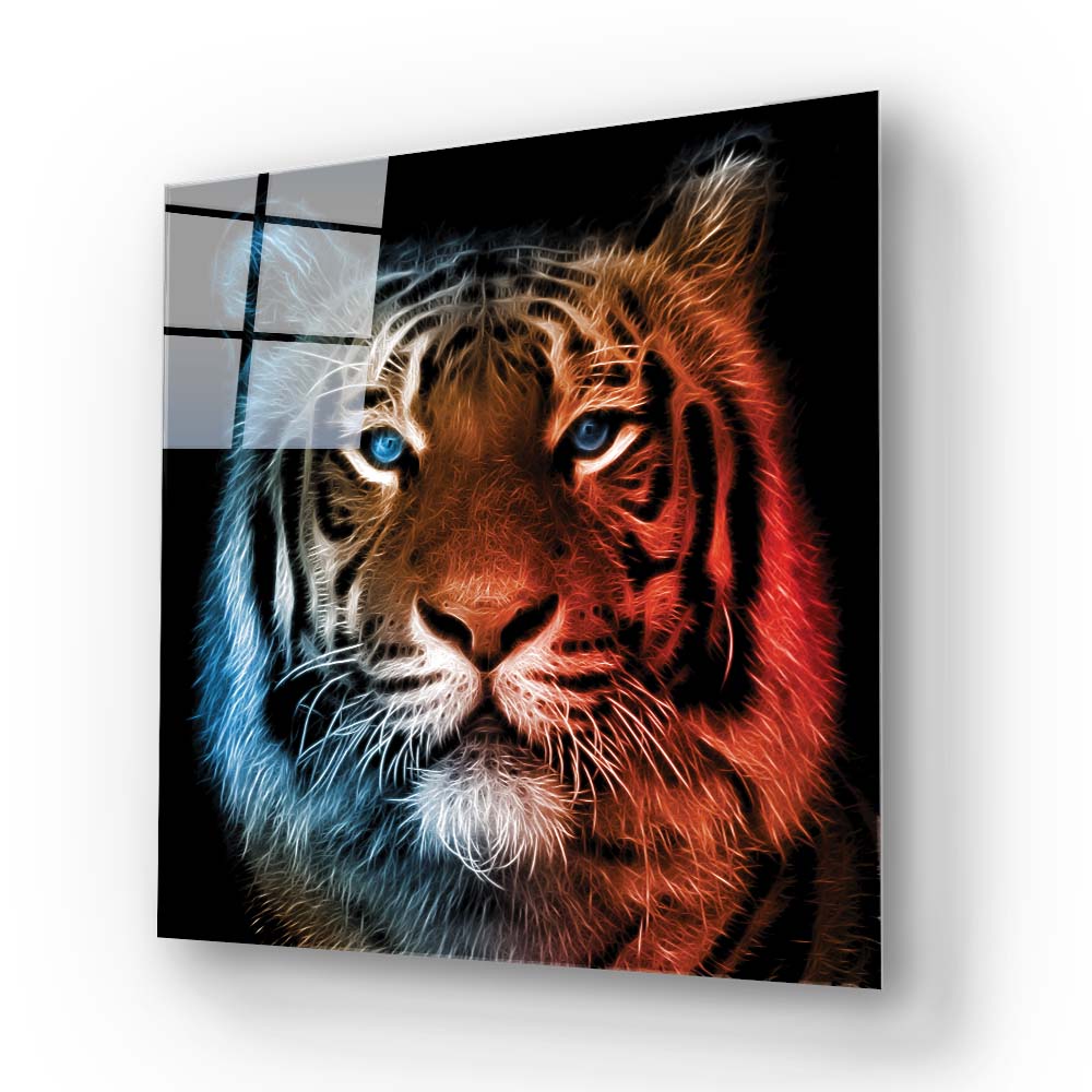 Fire and Ice Tiger Glass Wall Art