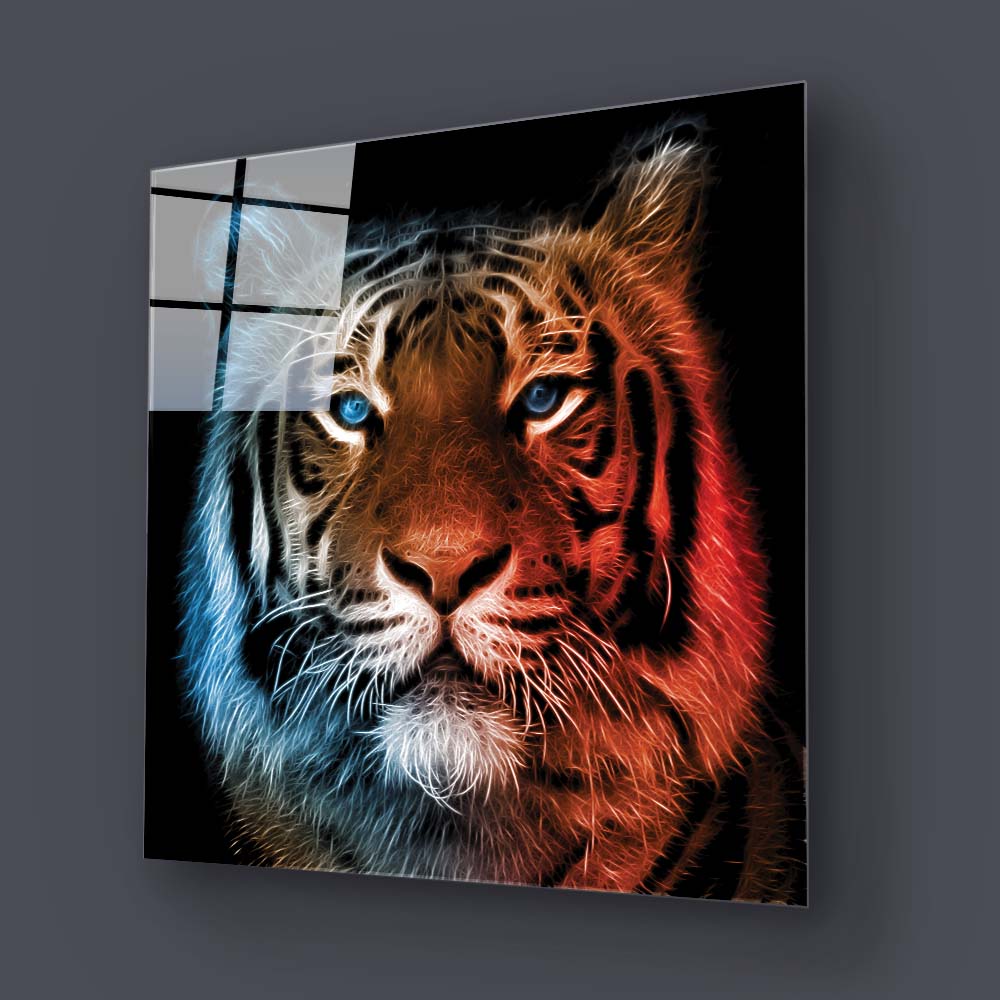 Fire and Ice Tiger Glass Wall Art