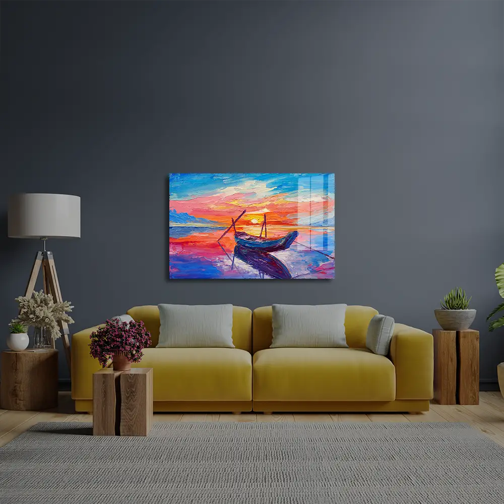 Fishing Boats Sea Glass Wall Art