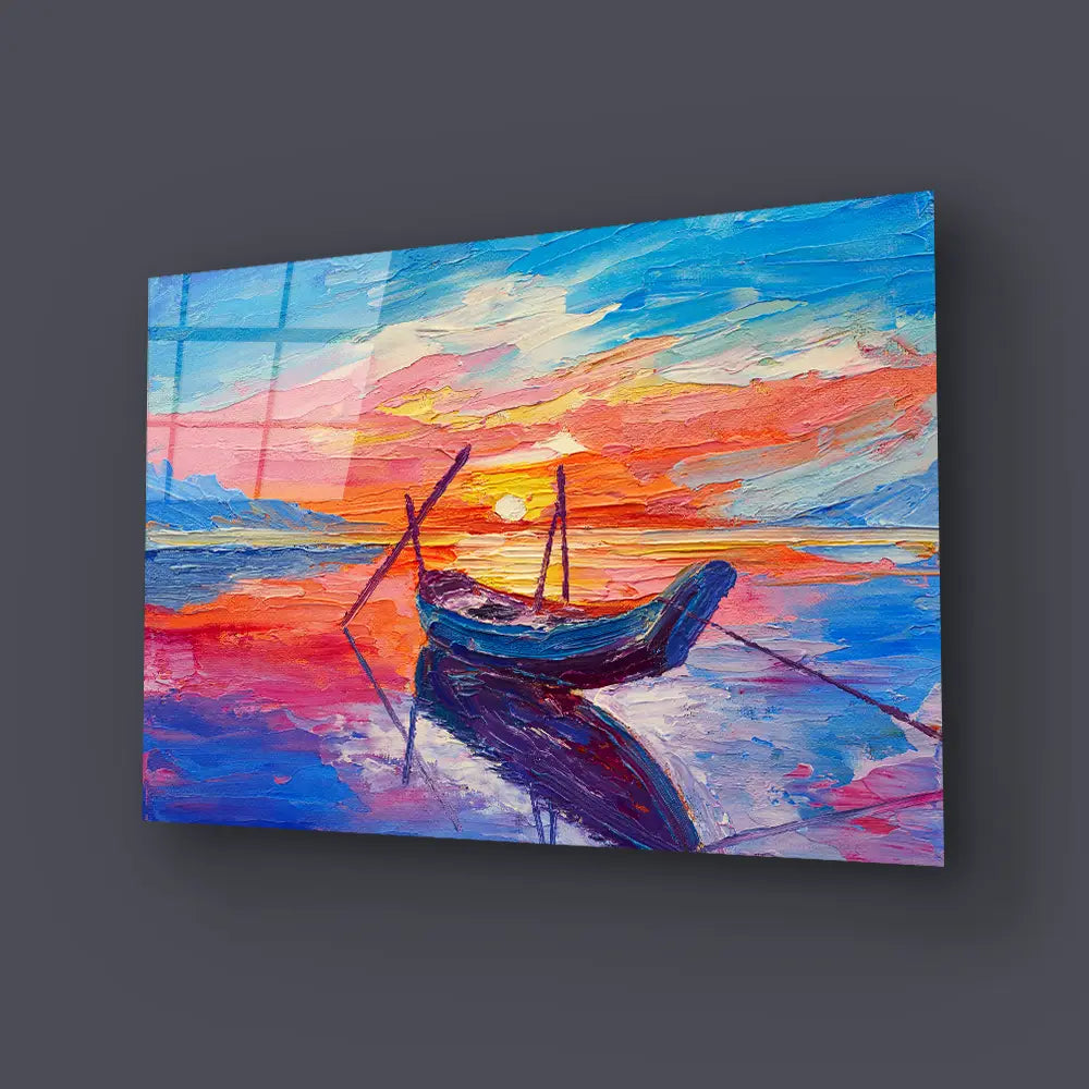 Fishing Boats Sea Glass Wall Art