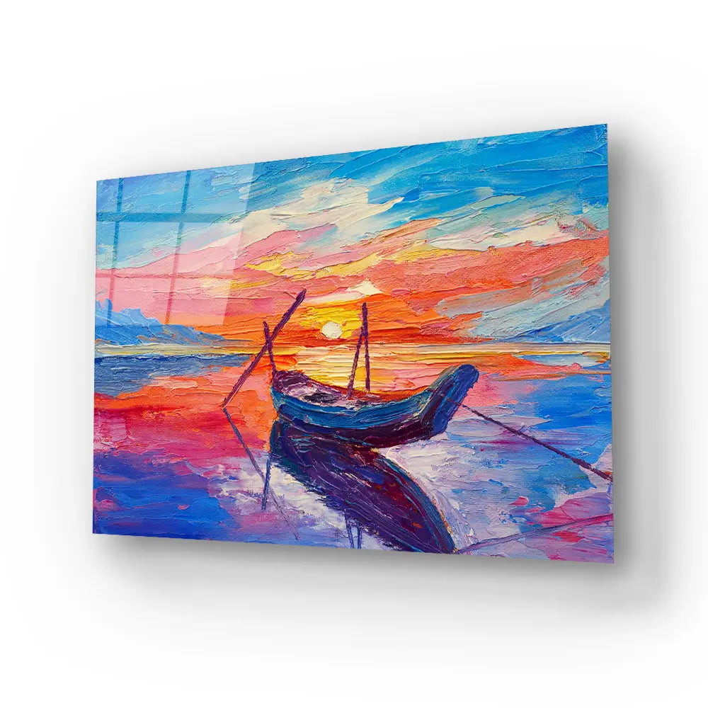 Fishing Boats Sea Glass Wall Art