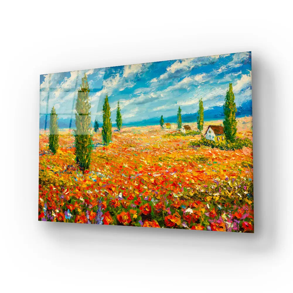 Flower Monet Meadow Glass Wall Art