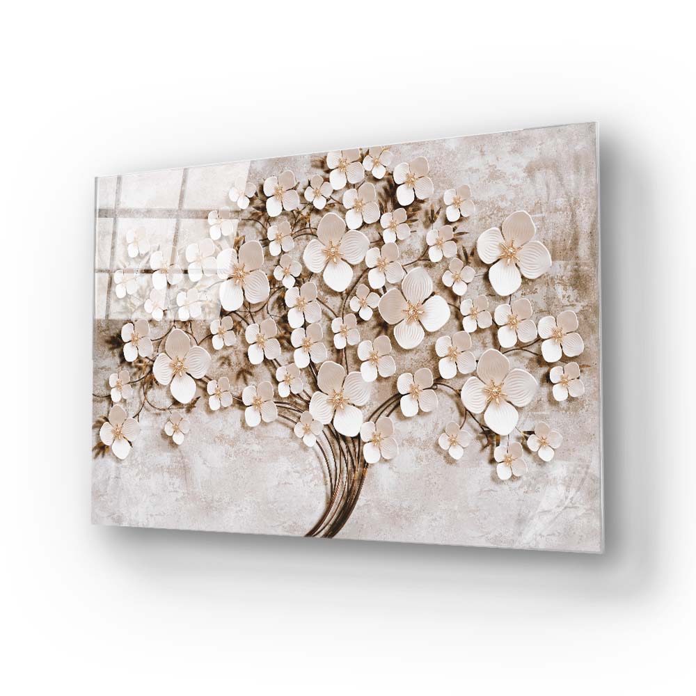 Flowering Tree Glass Wall Art