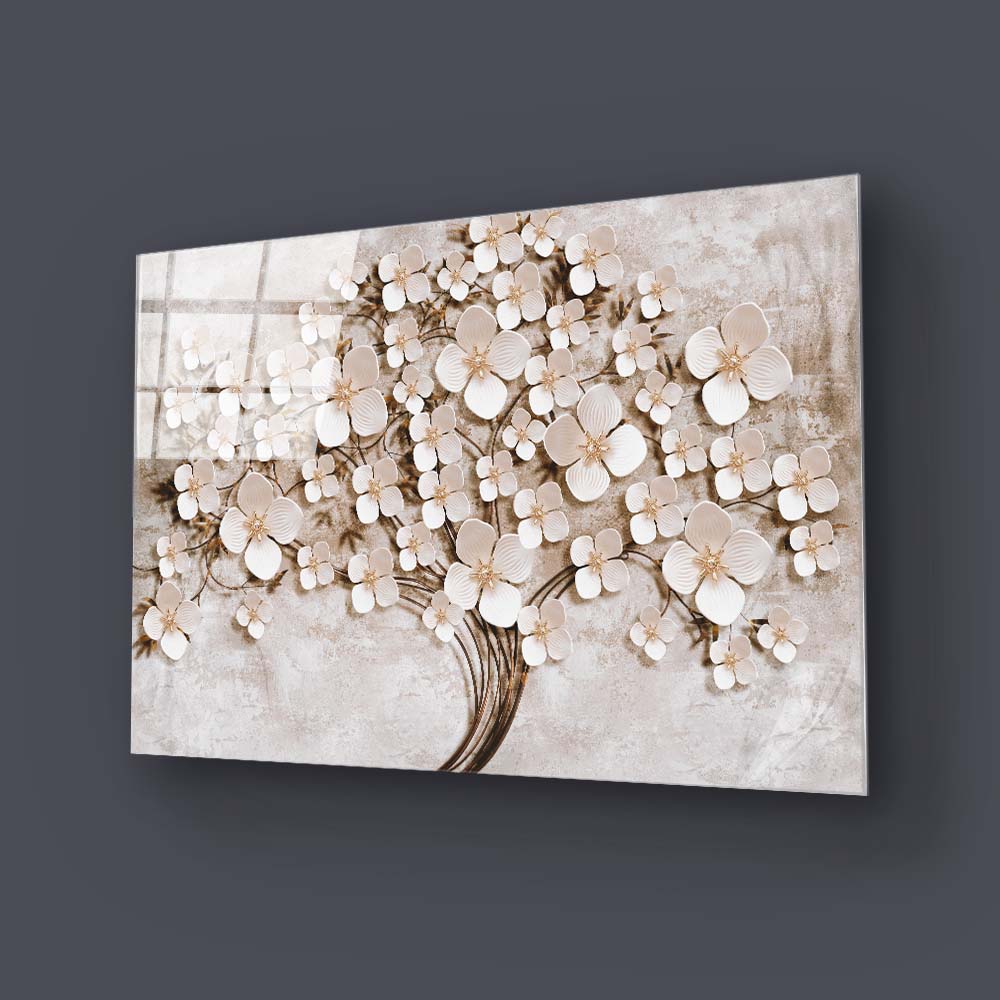 Flowering Tree Glass Wall Art
