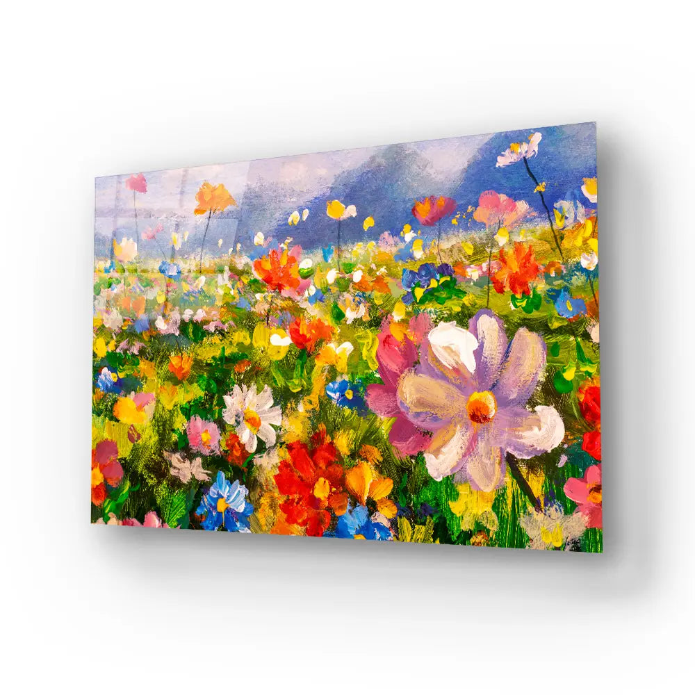 Flowers Monet Meadow Glass Wall Art