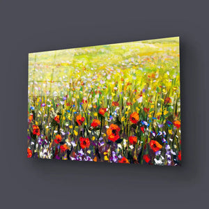 Flowers Red Poppies Glass Wall Art