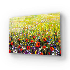 Flowers Red Poppies Glass Wall Art