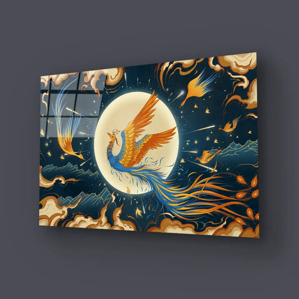 Flying Phoenix Glass Wall Art