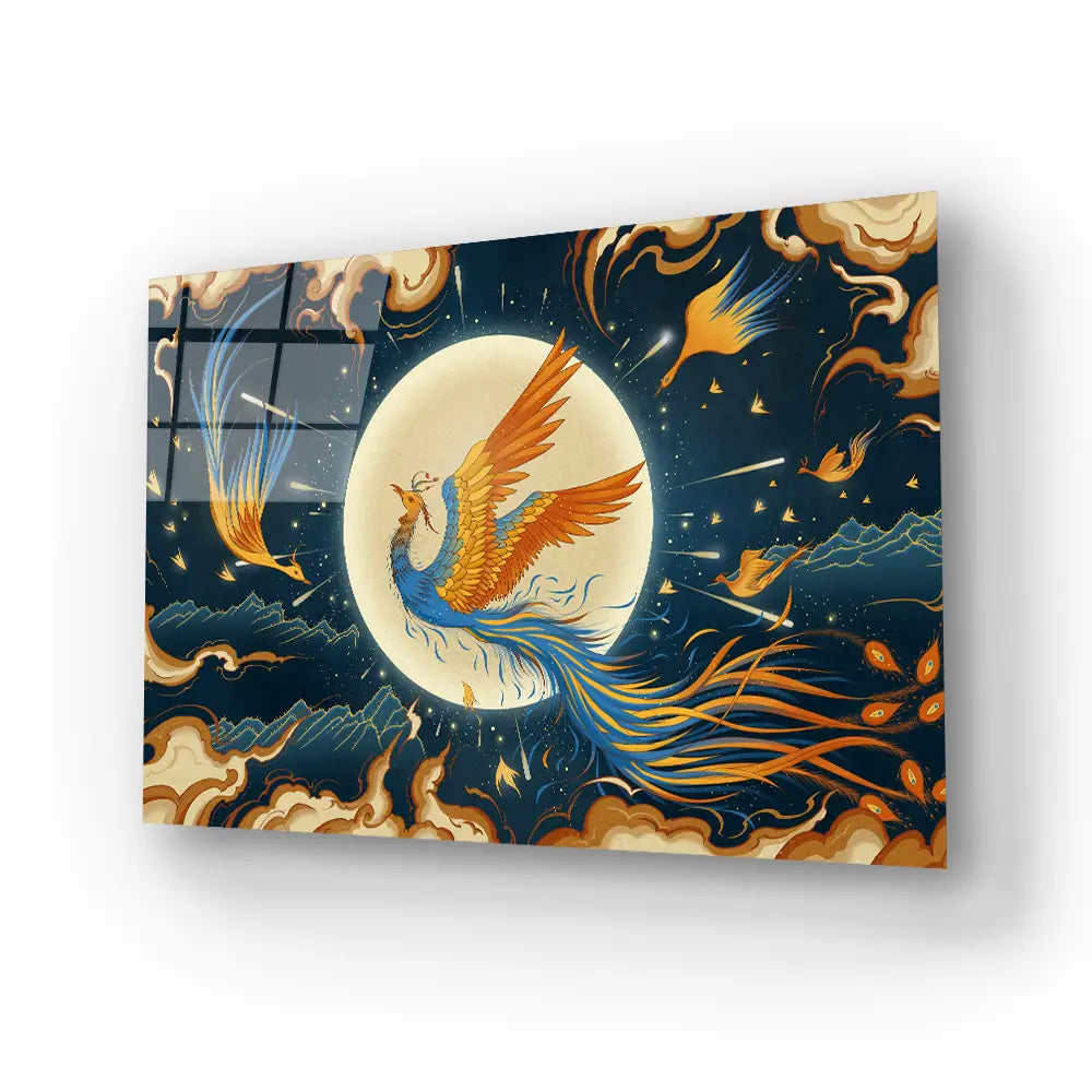 Flying Phoenix Glass Wall Art
