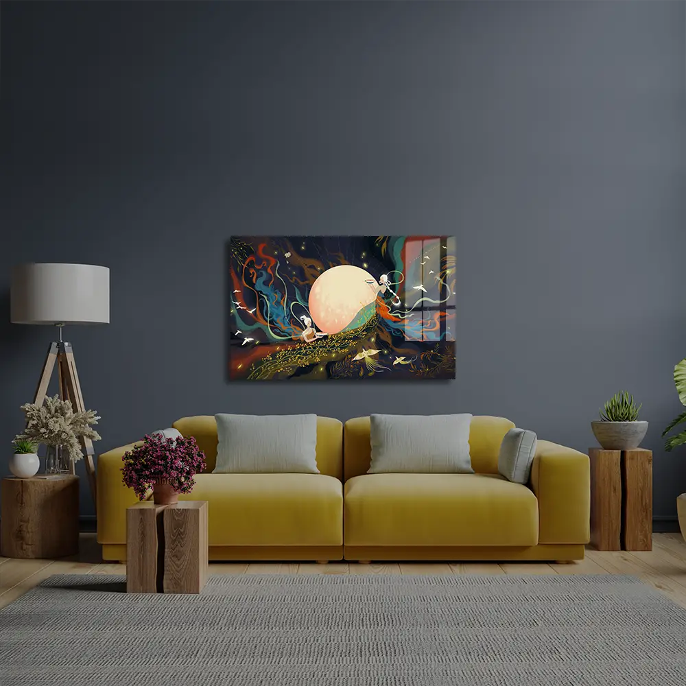 Flyingfairy Dunhuang Style Glass Wall Art