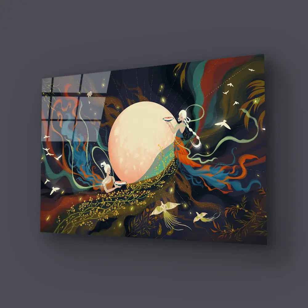 Flyingfairy Dunhuang Style Glass Wall Art