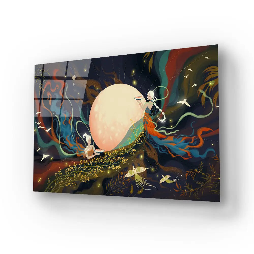 Flyingfairy Dunhuang Style Glass Wall Art