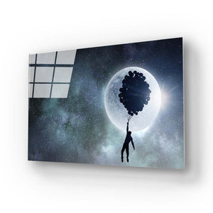 Flying to the Moon Glass Wall Art