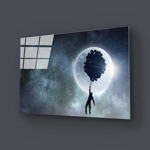 Flying to the Moon Glass Wall Art