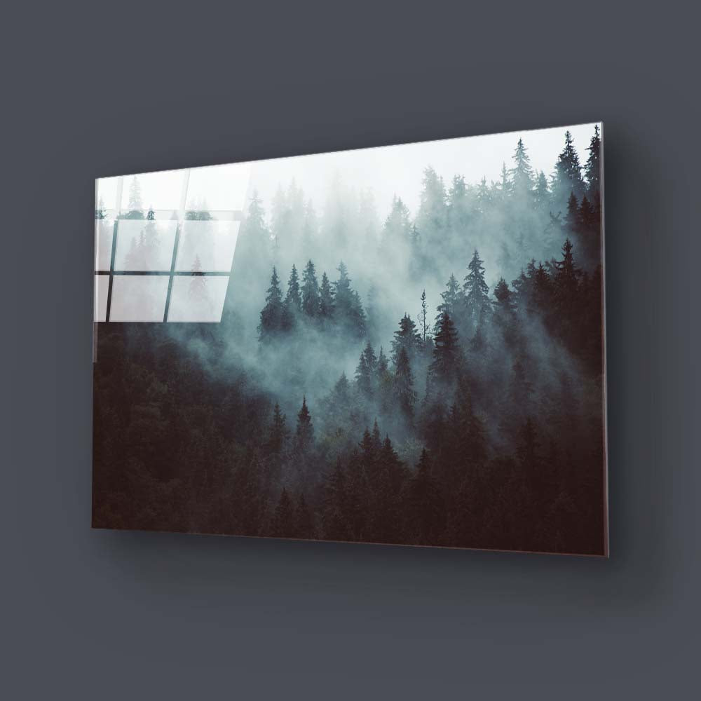Foggy Forest Glass Wall Art
