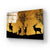 Four Deer in Yellow Moonlight Glass Wall Art