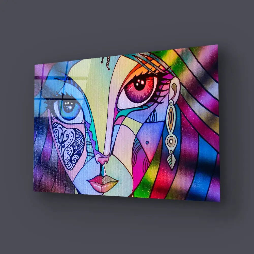 Girl Portrait Beauty Woman Glass Wall Art