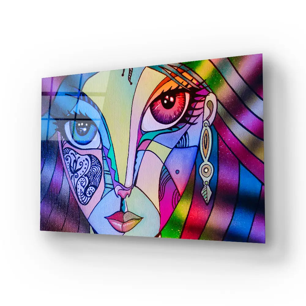 Girl Portrait Beauty Woman Glass Wall Art