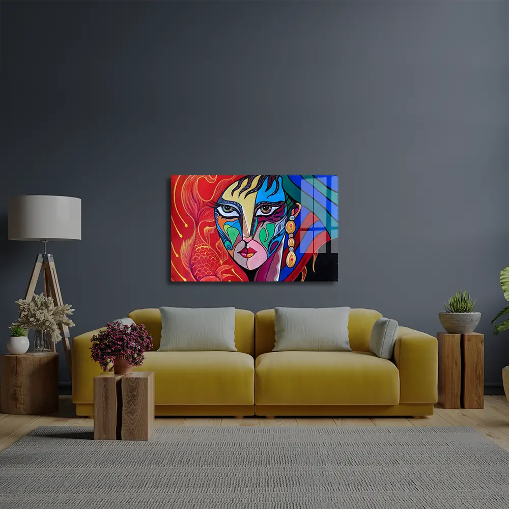 Girl Portrait Lovely Elegant Woman Glass Wall Art