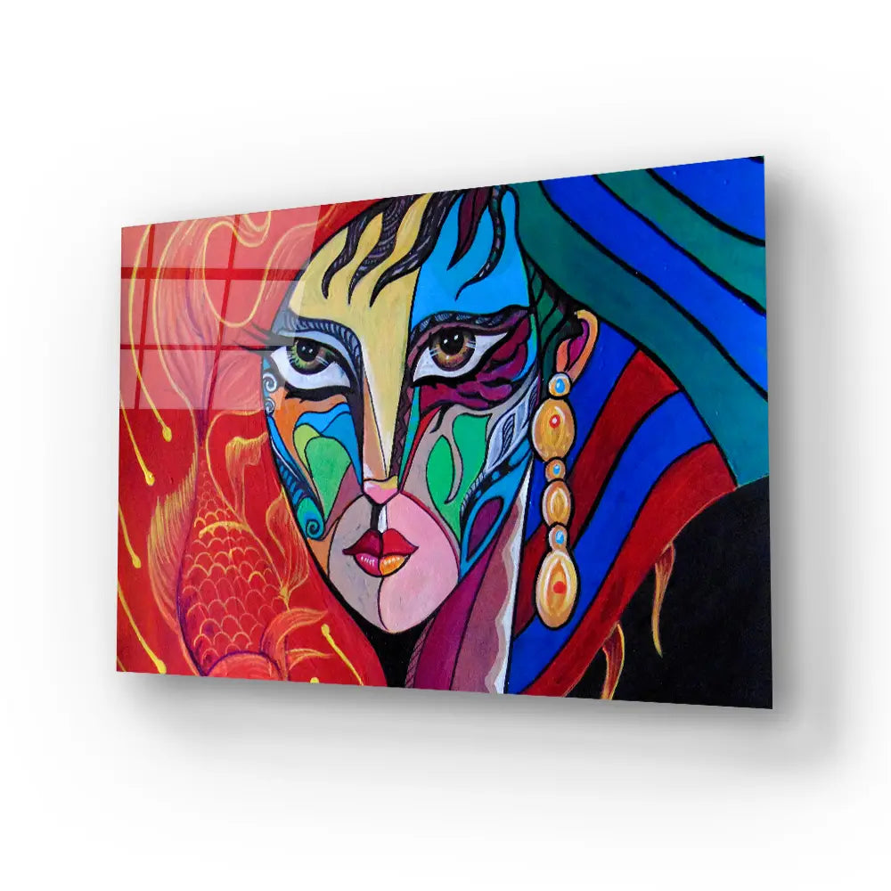 Girl Portrait Lovely Elegant Woman Glass Wall Art