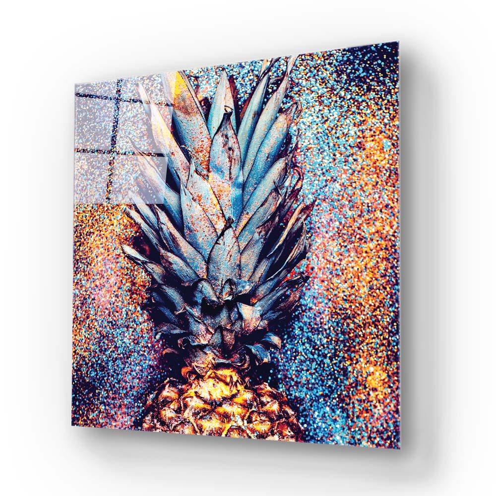 Glitter Pineapple Glass Wall Art