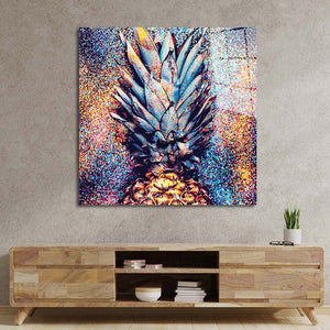 Glitter Pineapple Glass Wall Art