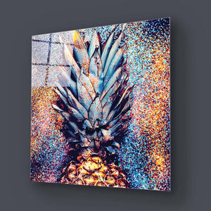 Glitter Pineapple Glass Wall Art