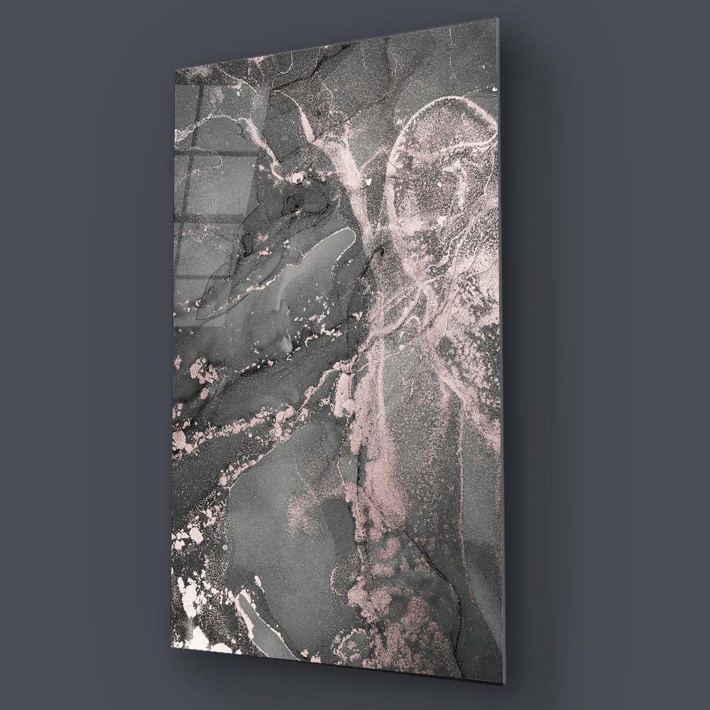 Grey Alcohol Ink Abstract Glass Wall Art