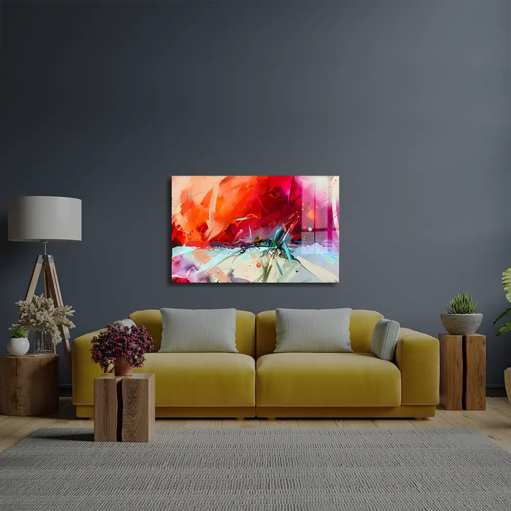 Hand Drawn Brush Stroke Glass Wall Art