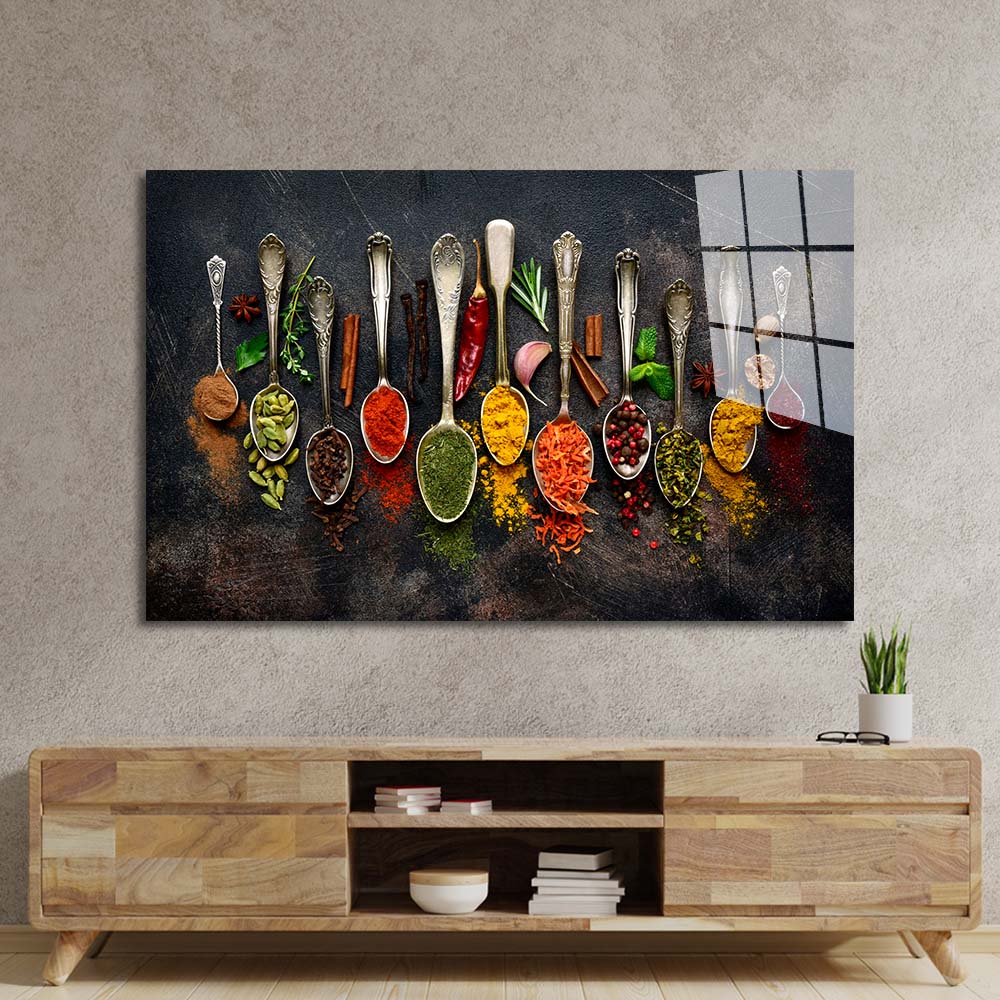 Herbs and Spices Glass Wall Art