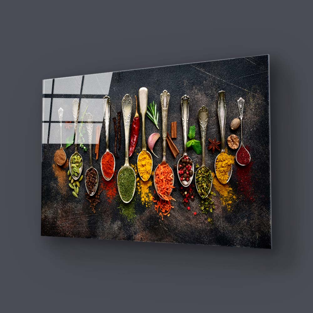 Herbs and Spices Glass Wall Art