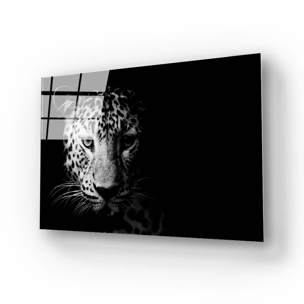 Black and White Leopard Glass Wall Art