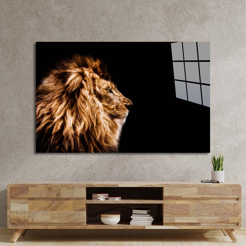 Lion Profile Glass Wall Art