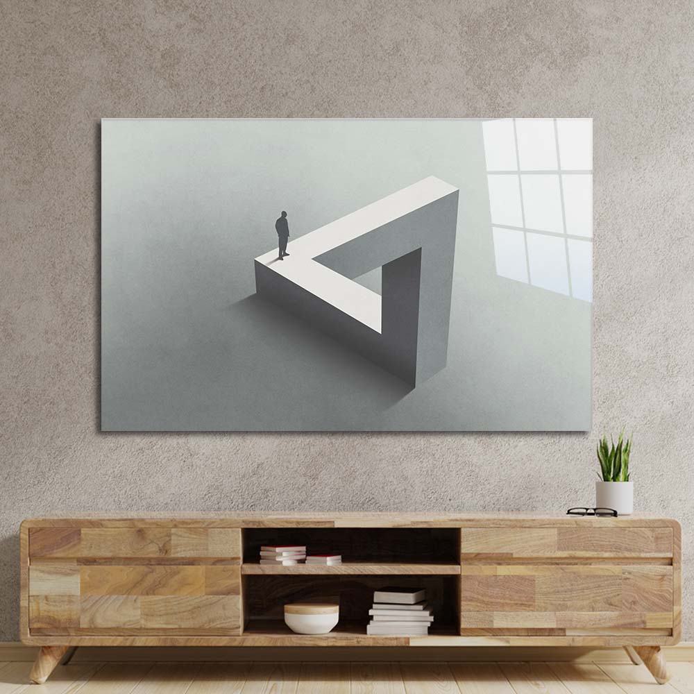 Lonely Optical Illusion Glass Wall Art