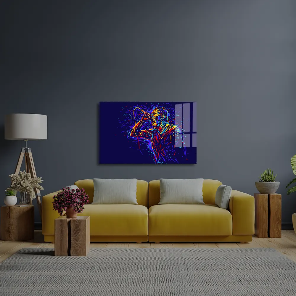 Man Singing Out Loud Pop Art Multicolored Glass Wall Art