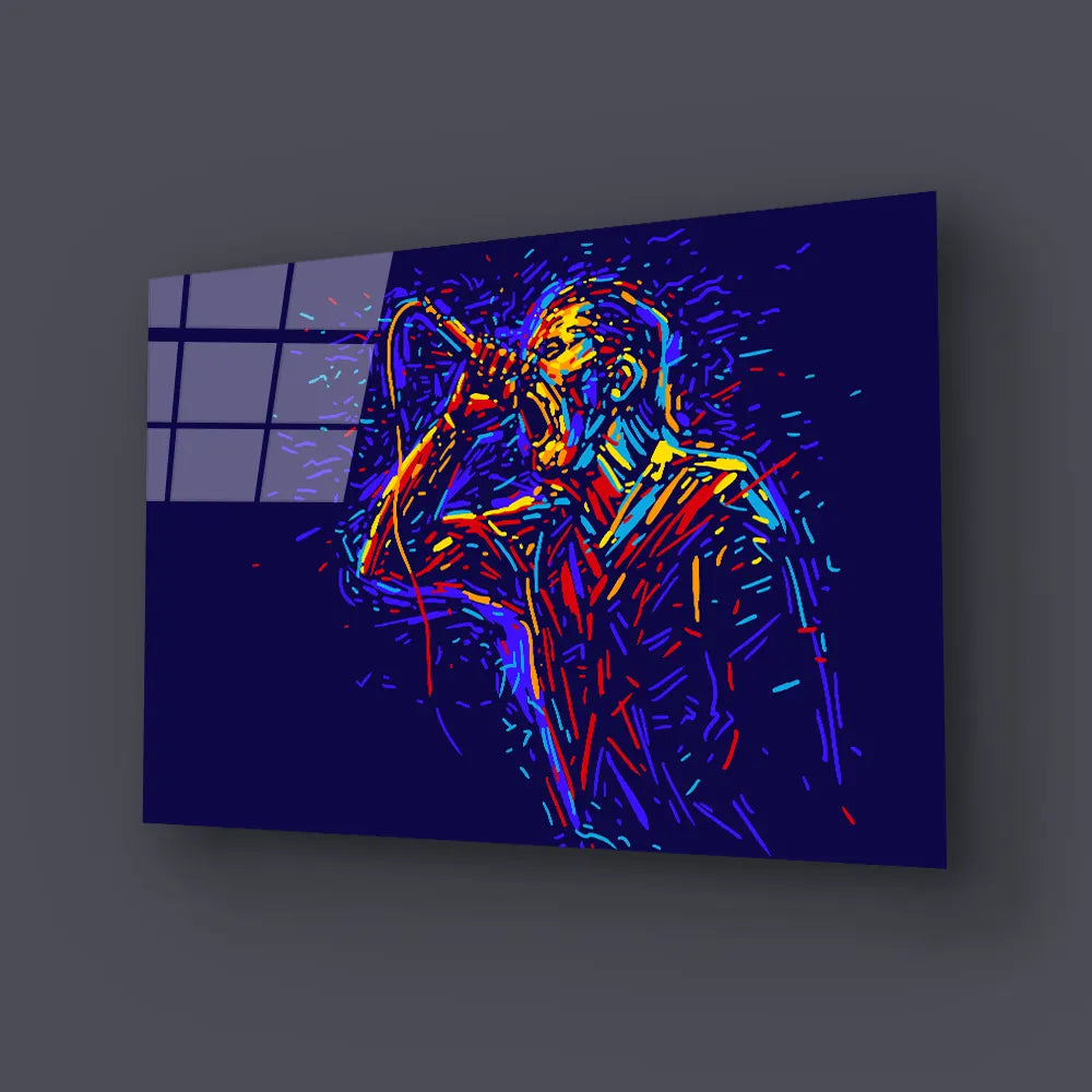 Man Singing Out Loud Pop Art Multicolored Glass Wall Art