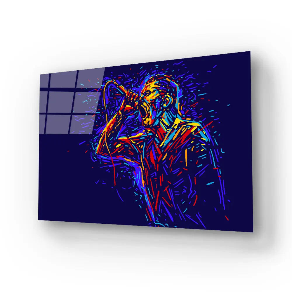 Man Singing Out Loud Pop Art Multicolored Glass Wall Art