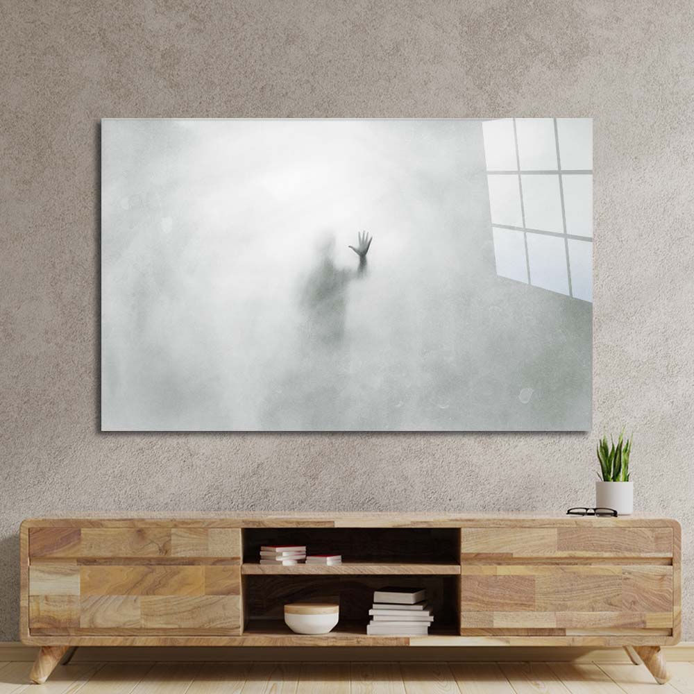Man in the Mist Glass Wall Art
