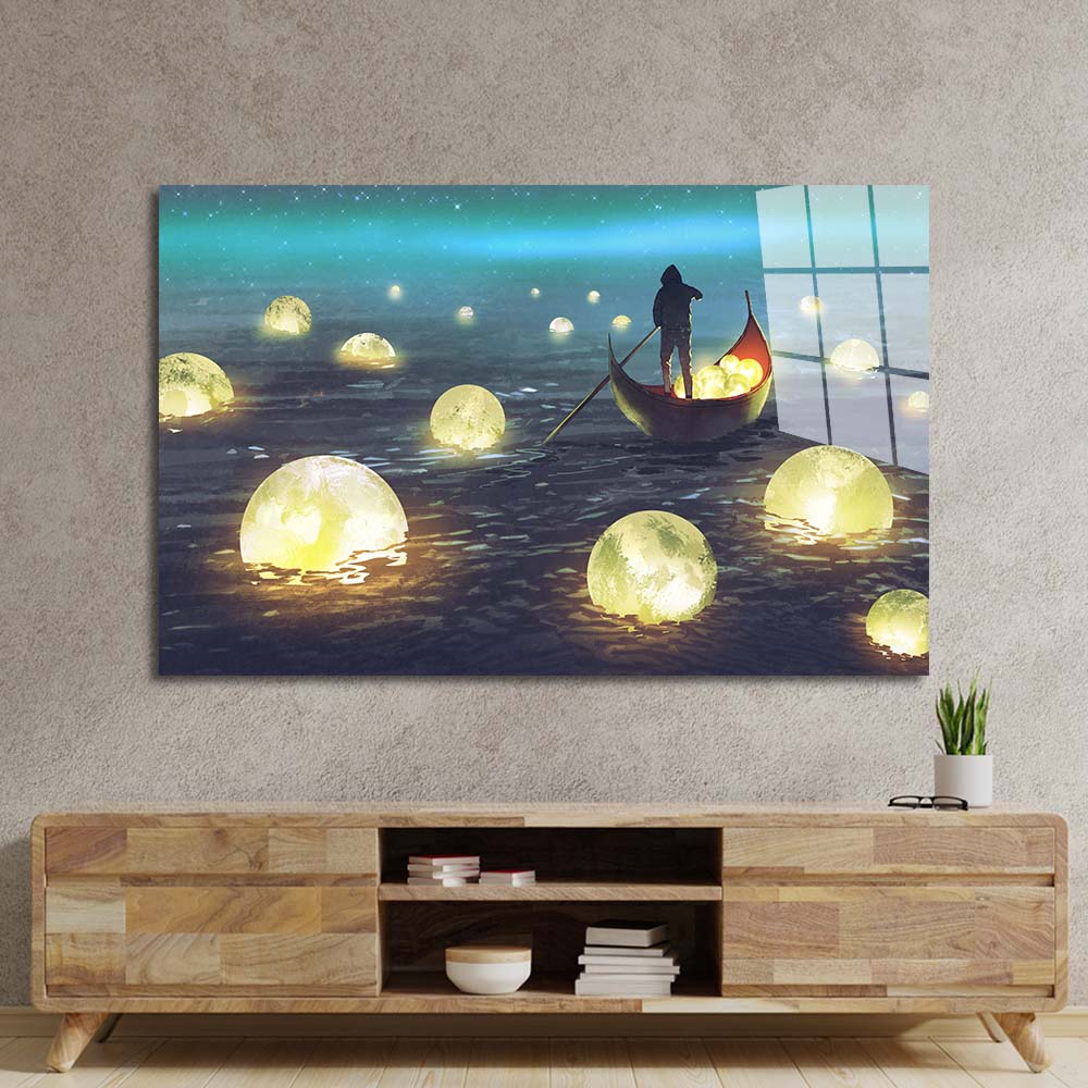 Moon Sailor Glass Wall Art