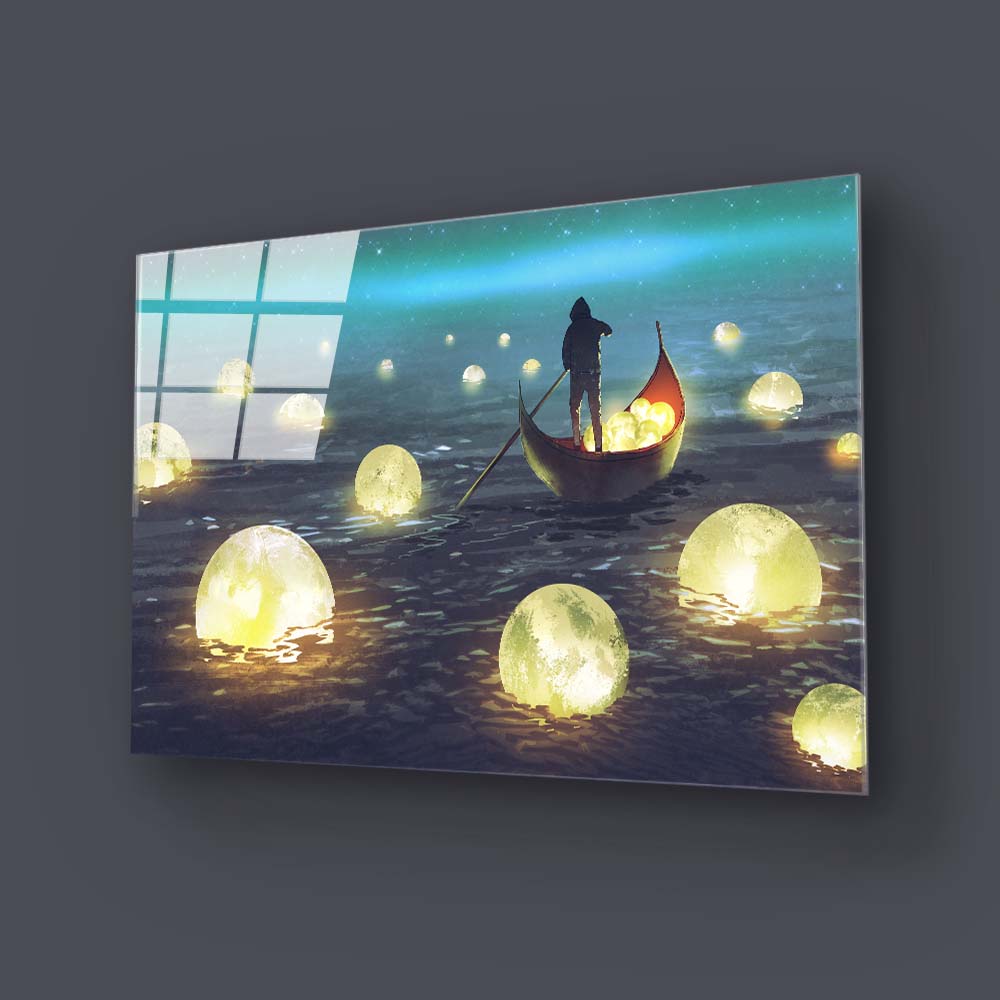 Moon Sailor Glass Wall Art