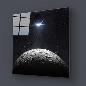 Moon and Earth Eclipse Glass Wall Art