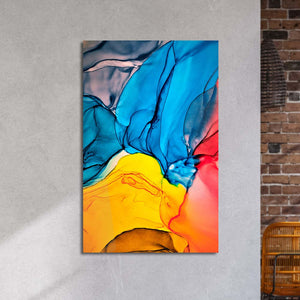 Multi-Coloured Alcohol Ink Abstract Glass Wall Art