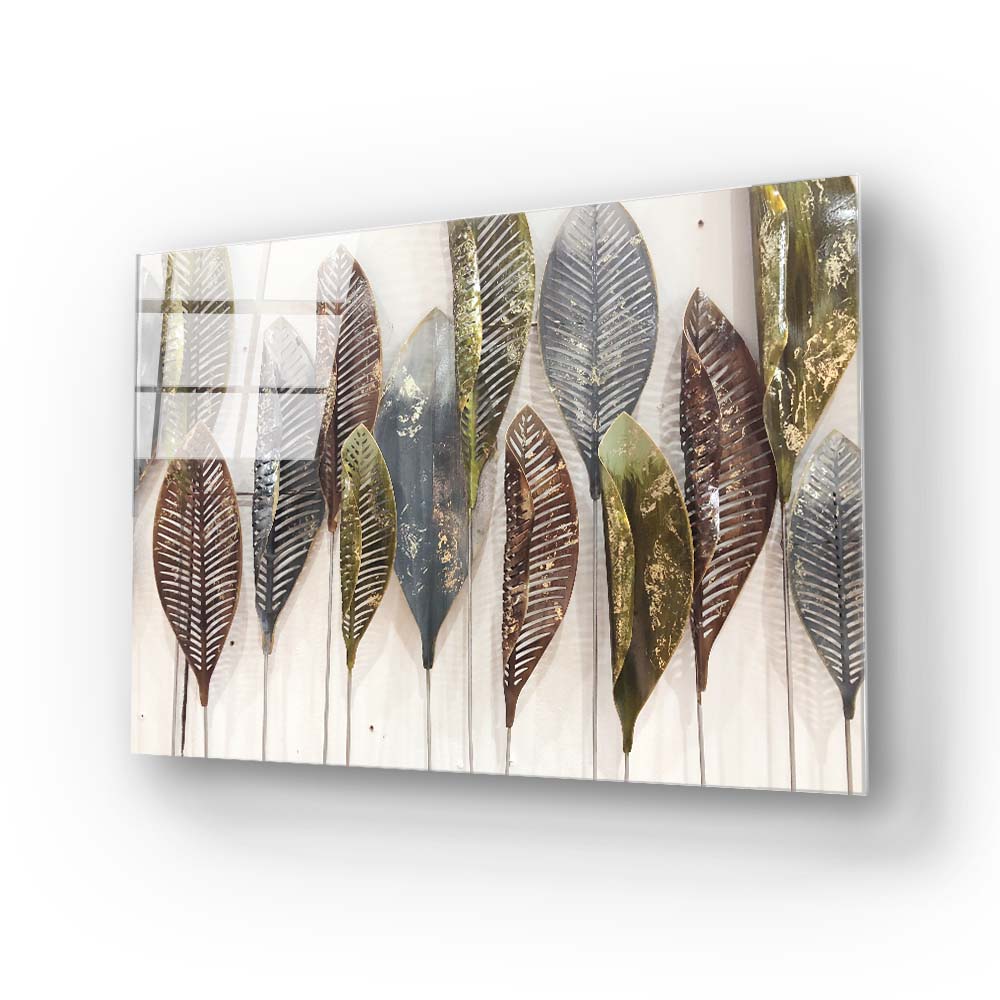 Multi-coloured Leaves Glass Wall Art