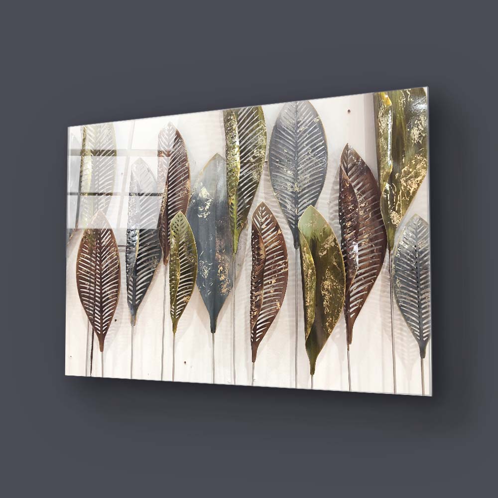 Multi-coloured Leaves Glass Wall Art