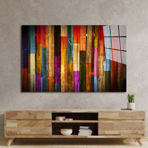 Multi-Coloured Wooden Wall Glass Wall Art