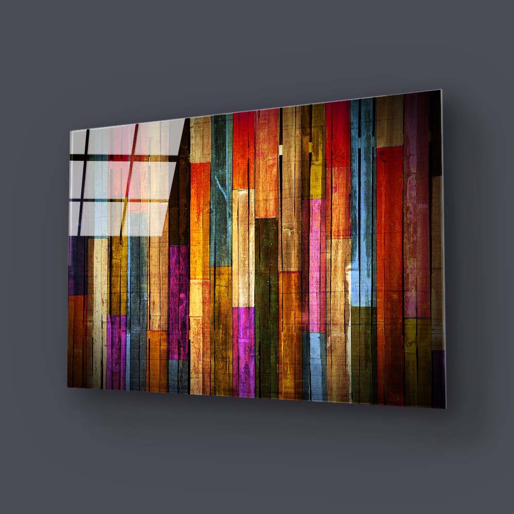 Multi-Coloured Wooden Wall Glass Wall Art