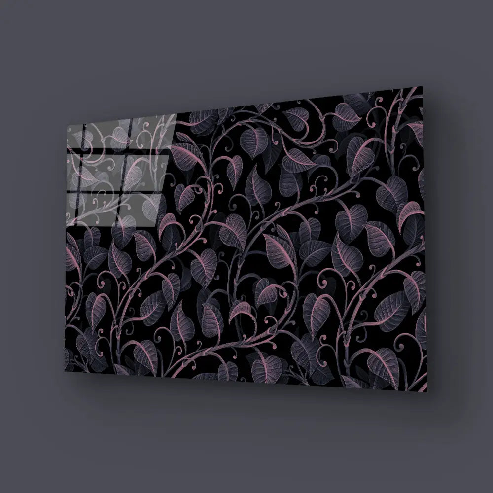 Neon Floral Pattern Glass Wall Art