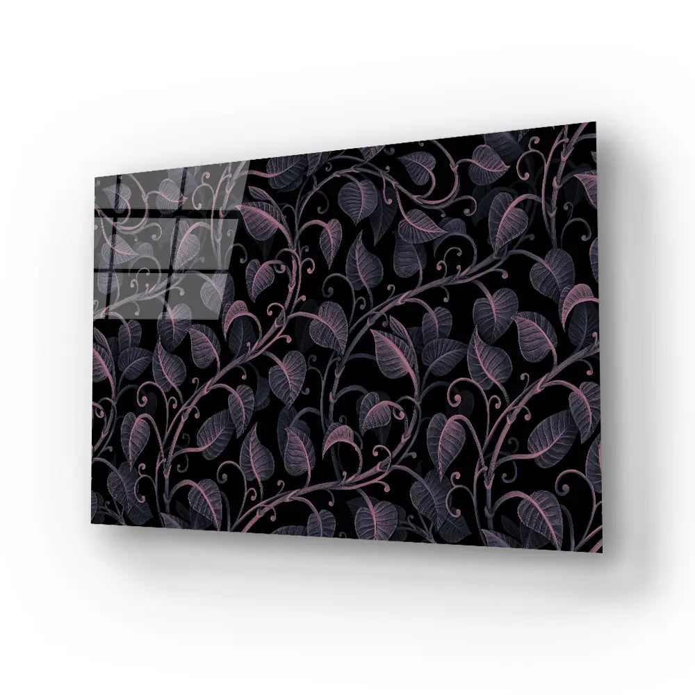 Neon Floral Pattern Glass Wall Art