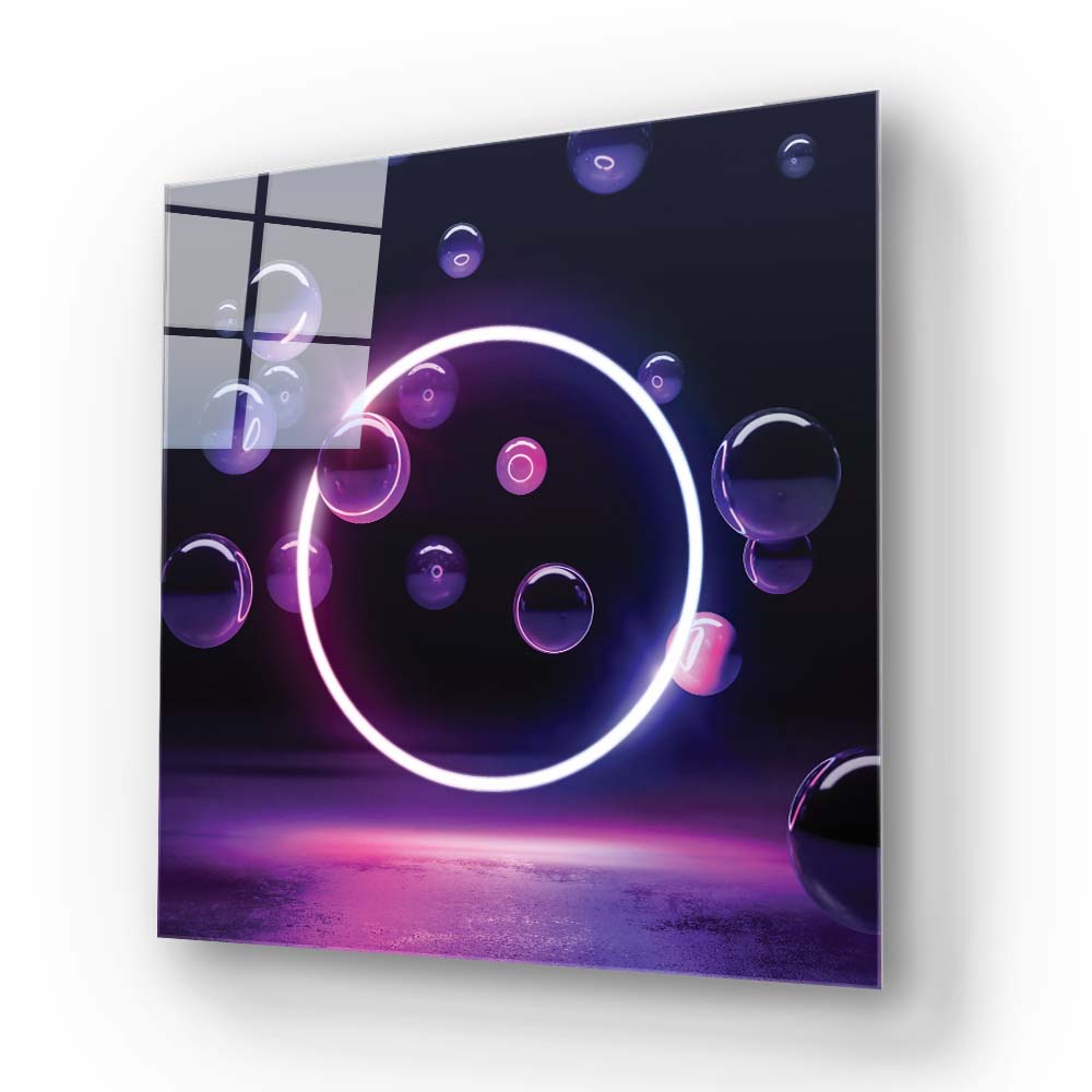 Neon Bubbles Glass Wall Art