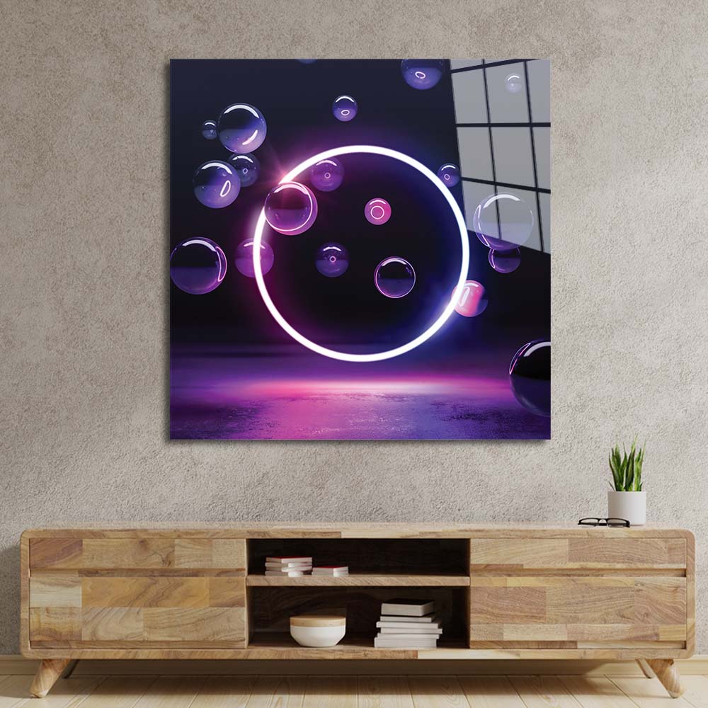 Neon Bubbles Glass Wall Art